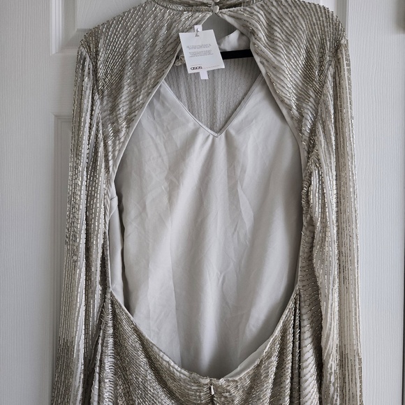 ASOS Beaded Long-Sleeve Open Back Asymmetrical Fringe Dress - Picture 10 of 12